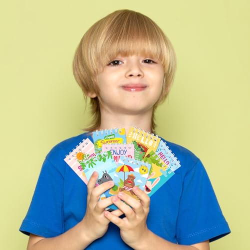 24Packs Hello Summer Mini Notepads Cute Cartoon Animal Spiral Notebooks Pocket Journal Memo Pads for Hawaii Beach Themed Birthday Gifts Goodie Bag Stuffers Office School Classroom Rewards - style: Summer
