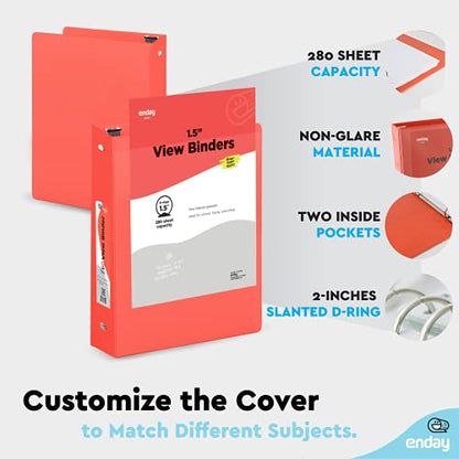 Enday 3 Ring Binder 1.5 Inch, Red Heavy Duty Three Ring Binder, 325 Sheets Capacity - 1.5 Inch Binder for Home School and Office - color: Red, size: 1.5-Inch