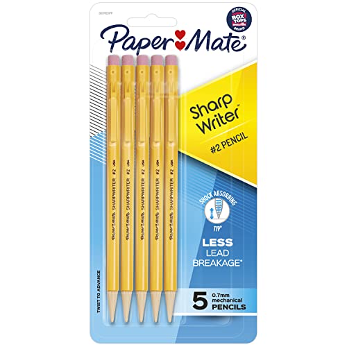 Paper Mate 3037631PP SharpWriter Mechanical Pencils, Twistable Tip, 0.7 Mm, Pack of 1 Blister, Total 5 Pencils