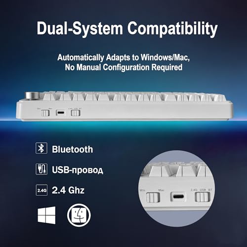 CORE V1 RGB Mechanical Keyboard, 82 Keys Tri-Mode Wireless - color: Contour White