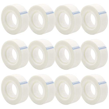 OWLKELA 12 Rolls Matte Adhesive Tape, Matte Finish Invisible Tape, Foggy Translucent Tape Great for Correction and Labeling, Compatible with Standard Tape Dispenser, 0.7 in x 1000 Inches - size: 12 pcs