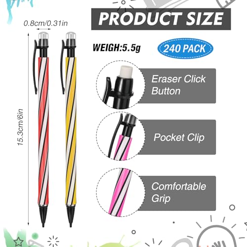 480 Pcs 0.7mm Mechanical Pencils Bulk Set Include Mechanical Pencil with Eraser HB Lead Refills for Art Office Classroom School Student Writing Drawing Sketching Supplies (Multicolor) - color: Multicolor