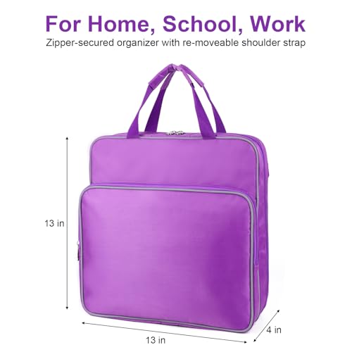 Edraco Zipper Binder, 2 Inch 3-Ring Binder with Zipper, Multi Pockets Organizer Binder, 500 Sheet Capacity, Comes with Shoulder Strap, Purple - color: Purple