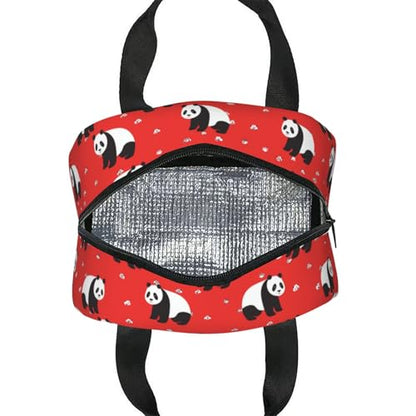 Panda Red Lunch Box - Insulated Lunch Bags for Kids Boys Girls Reusable Lunch Tote Bags, Perfect for School/Camping/Hiking/Picnic/Beach/Travel - color: Panda Red