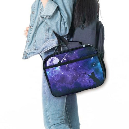 Starry Sky Cat Lunch Bag Insulated Reusable Lunch Box Kids Girls Boys Cooler Thermal Tote Bag For Men Women School Work Picnic - color: Sky Cat