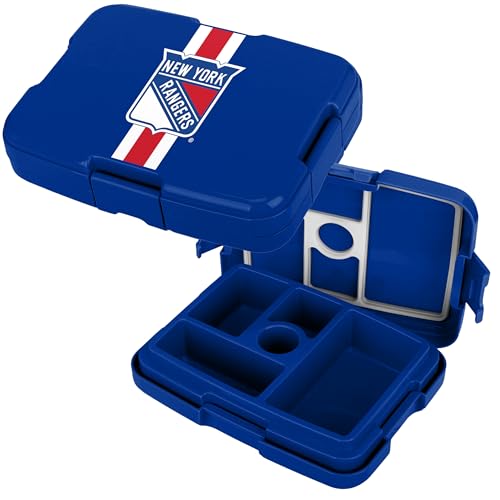 FOCO NHL Unisex-Adult Officially Licensed Team Color Stripe Primary Logo Hockey Leak Proof 5 Compartment Bento Lunch Box - New York Rangers - color: New York Rangers