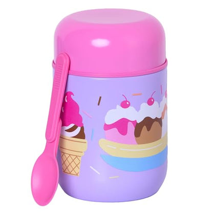 Wildkin Kids 10 oz Insulated Food Jar, Sweet Dreams | Wide-mouth 10 oz jar keeps food hot up to 5 hrs and cold up to 7 hrs · includes two folding spoons · stainless steel interior - color: Sweet Dreams