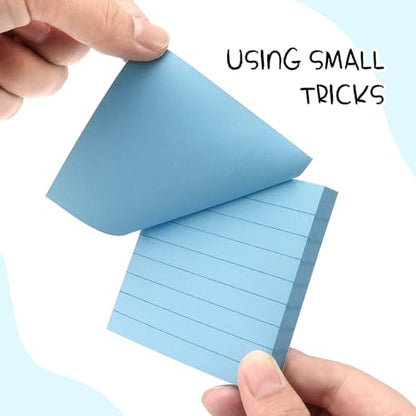 Lined Sticky Notes 3x3 in Self-Adhesive, 4 Pads, 90 Sheets/Pad (Light Blue) | Strong Self-Adhesive Backing, Sticks Firmly and Removes Cleanly - color: Light Blue