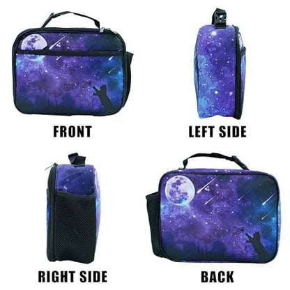 Starry Sky Cat Lunch Bag Insulated Reusable Lunch Box Kids Girls Boys Cooler Thermal Tote Bag For Men Women School Work Picnic - color: Sky Cat