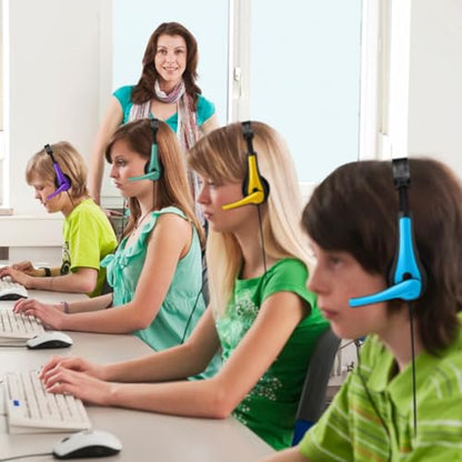 Yunsailing 20 Pack Bulk Classroom Headphones with Microphone Students Wired School Class Set Headphones for School Library Computer Office Adults 3.5 Jack Universal Plug(Multicolor) - color: Multicolor