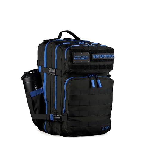 WOLFpak 45L Athletic Gym Backpack - Durable 1000D Waterproof Oxford Material with MOLLE Webbing, Laptop Pocket - color: Blue Wolf