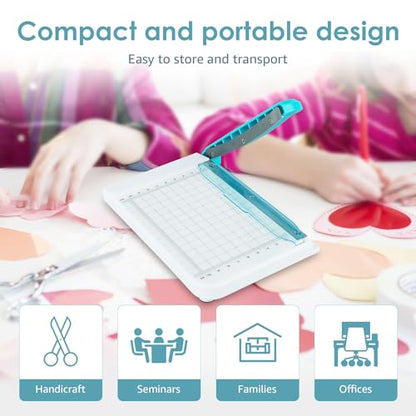 Guillotine Paper Cutter, 6 Inch Cut Length Small Paper Cutter, Non Slip Paper Trimmer Compact and Portable Curved Strip Paper Cutters for Cutting Coupon Craft Paper Card and Photo