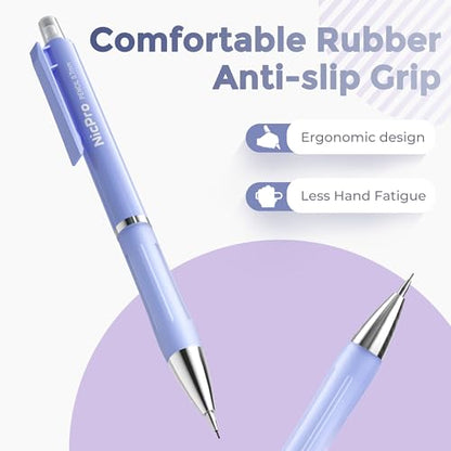 Nicpro 6PCS Cute Mechanical Pencil Set with Case, 0.7 mm Mechanical Pencils with 6 Tube HB Lead Refill, 3PCS Eraser, 9PCS Eraser Refill for School Supplies Student Writing, Drafting Drawing Sketching - style: 6 Pack (0.7mm)
