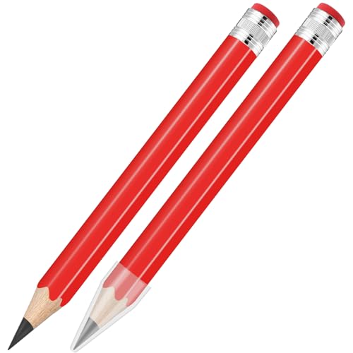 2 Pcs 13 inch Wooden Jumbo Pencils for Prop Giant Big Novelty Wood Pencil with Eraser for Fun Decor, School Projects, Party Favors, and Unique Gifts (Red) - color: Red, size: 1 Count (Pack of 2)