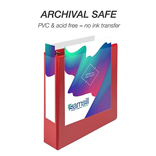 Samsill Durable 3 inch 3 Ring Binder, D Ring Binder, 100% Recycled Chipboard, Red - color: Red, size: 1 Pack, style: 3 Inch