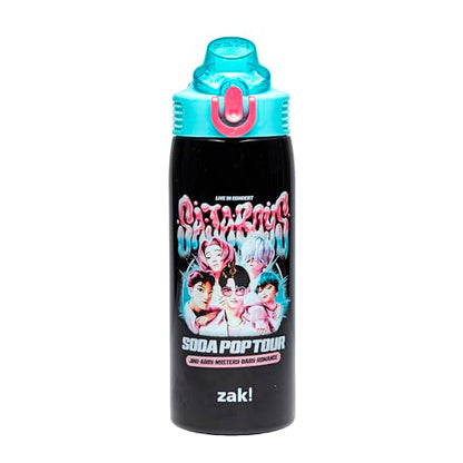 Zak Designs KPop Demon Hunters Sage 19oz Leak-Proof Straw Kids Water Bottle | BPA Free, Insulated Stainless Steel, Cupholder Friendly, Dishwasher Safe, Lid Lock, Handle, For School, Home, Travel - color: KPop Demon Hunters (Saja Boys Soda Pop Tour)