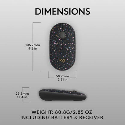 Logitech M340 Wireless Mouse with Limited Edition Prints, USB Receiver and Silent Clicks, Portable Wireless Mouse for Laptop, PC, Windows, Chrome, Surface – Speckles - color: Speckles