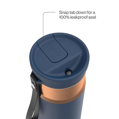 Contigo SnapSeal 709.8ml(24온스) 스테인리스 스틸 진공 단열 물병, 누출 방지 자동 닫힘 뚜껑, 휴대용 스트랩 및 재사용 가능한 빨대, BPA 프리 및 납 프리, 식기세척기 사용 가능 - color: 어비스 브론즈, size: 24온스