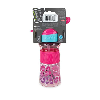 Nuby Thirsty Kids Flip-It No-Spill Toddler Sippy Cup with Soft Spout - 12 oz - 18+ Months - Pink Leopard - Back to School Essentials (Pack of 12) - color: Pink Leopard, size: 12 Ounces (Pack of 12)