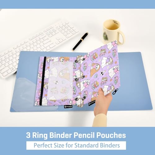 ZAZYXTJ Ghost Binder Pencil Pouchs 3 Ring with Zipper Clear Window Office Organizers bag for School Students Teacher Supplies 2 Pack - color: Ghost