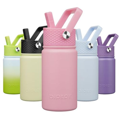BJPKPK Insulated Water Bottle, 15oz Stainless Steel with Straw Lid | Leak Proof, BPA-Free, Vacuum Insulated, Keep Drink Cold & Hot, Metal Water Bottle for Travel, Gym, Office, Cupholder Friendly - color: Pink, style: N-15oz-Color Lid