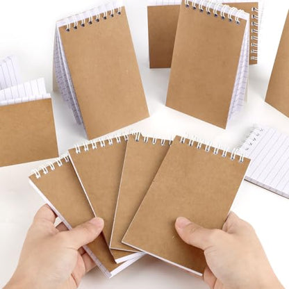 Hxezoc 10 Pack Small Pocket Notebooks, 3 x 5 Inches Mini Kraft Spiral Pocket Notebook with Lined Pages Memo Pads for Kids Home Office School Classroom Decoration Supplies - style: Kraft
