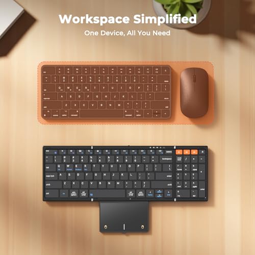 MEETION New Foldable Bluetooth Keyboard with Touchpad, Portable Wireless Keyboard with Numeric Keypad, Full-Size Rechargeable Business Travel for iPad Phone Laptop PC iOS, 2026 New Upgrade