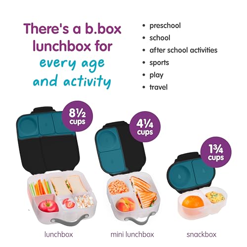 b.box Mini Lunch Box Kids | 4.25 Cup Leak Proof Bento Box for Kids Ages 3+ | 3 Compartment Snack Containers, School Lunch Container, Dishwasher Safe, BPA-Free, PFAS-Free - Night Vision - color: Night Vision, size: 1-pack