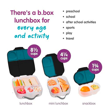 b.box Mini Lunch Box Kids | 4.25 Cup Leak Proof Bento Box for Kids Ages 3+ | 3 Compartment Snack Containers, School Lunch Container, Dishwasher Safe, BPA-Free, PFAS-Free - Night Vision - color: Night Vision, size: 1-pack