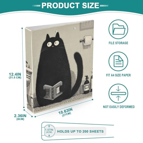 3 Ring Binders Anime Cat Printed 1 Pack, Document Holders Paper Organizers 200 Sheets Office Supply
