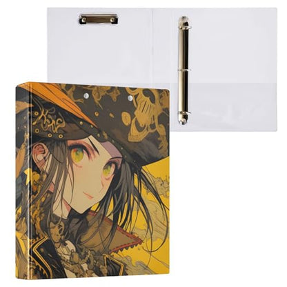 3 Ring Binders Anime Pirate Printed 1 Pack, Document Holders Paper Organizers 200 Sheets Office Supply