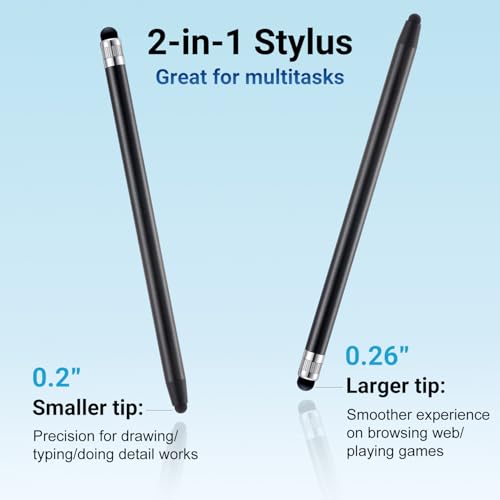LINFANC 12Pcs Black Stylus Pen for Touchscreen, 2-in-1 Stylus Pen for iPad | High Precision & Sensitivity, Aluminum Body, Suitable for iPad iPhone Android Smartphone Tablet Switch and All Touch Screens - color: 12 Black