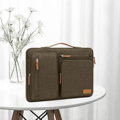 MOSISO 360 Protective Laptop Case 13.3 inch, 13-13.3 inch Laptop Sleeve Compatible with MacBook Air/Pro 13 / Pro 14,HP Dell Acer ASUS,Side Open Carrying Case with 4 Zipper Pockets&Handle, Carob Brown - color: Carob Brown, size: 13.3 inch