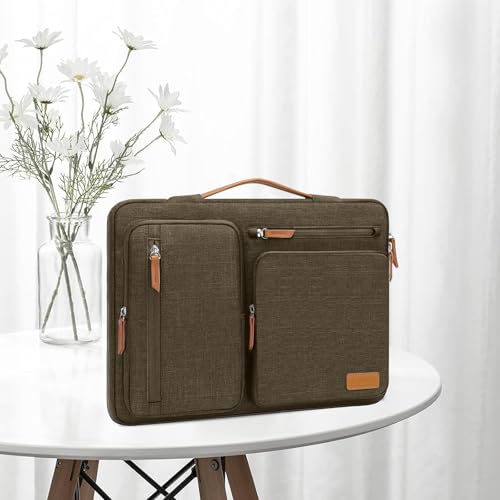 MOSISO 360 Protective Laptop Case 13.3 inch, 13-13.3 inch Laptop Sleeve Compatible with MacBook Air/Pro 13 / Pro 14,HP Dell Acer ASUS,Side Open Carrying Case with 4 Zipper Pockets&Handle, Carob Brown - color: Carob Brown, size: 13.3 inch
