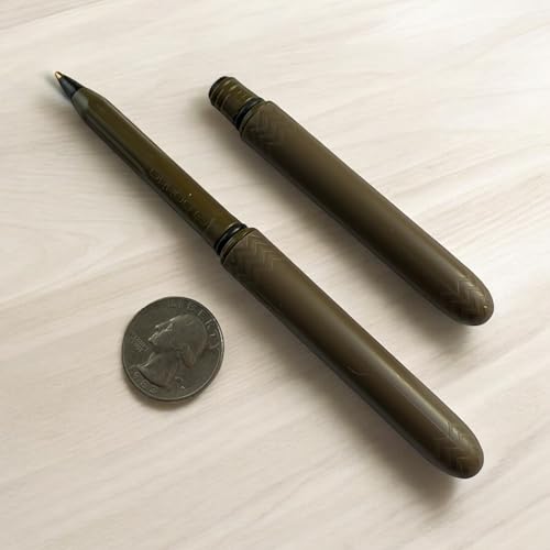 The USA Made Pocket Pen – 8 Pack – compact, affordable, lightweight, EDC black ink ballpoint pen – waterproof and floats – carries small, writes big (Flat Dark Earth) - color: Earth Green