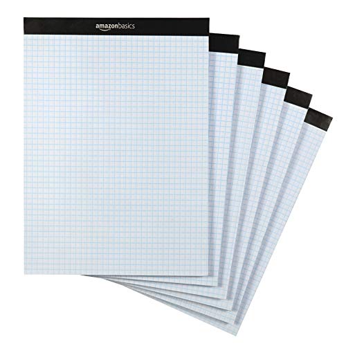 Amazon Basics Quad-Ruled Graph Paper Pad, 4x4 Grid, Perforated Sheets, Letter Size 8.5" x 11", White, 100 Sheets per Pad, 6-Pack (600 Sheets) - size: 6 Pack