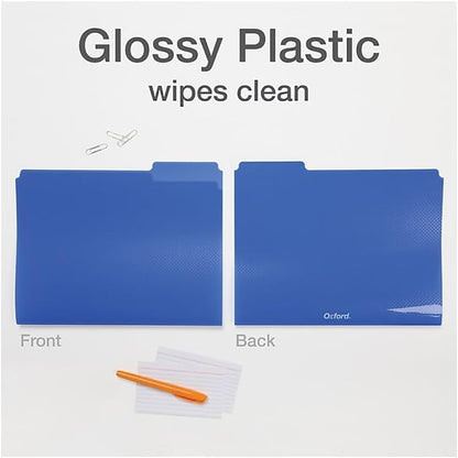Oxford Poly File Folders, 1/3 Cut Tabs, for Letter Size Papers, Blue, Red, Orange, Light Blue, Green, Black, 6 Pack (52004)