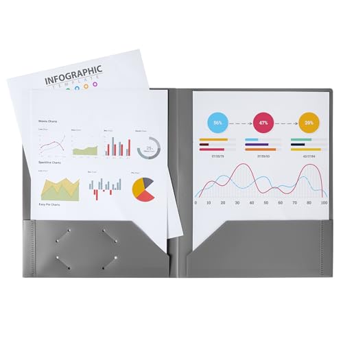 Mr. Pen- Plastic Folders with Pockets, 5 pcs | Aesthetic File Folder with Business Card Slot, 2-Pocket Folder, Back to School, Office, Filing Supplies - color: Grey Spectrum, size: 5 Pack