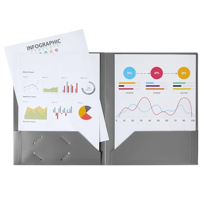 Mr. Pen- Plastic Folders with Pockets, 5 pcs | Aesthetic File Folder with Business Card Slot, 2-Pocket Folder, Back to School, Office, Filing Supplies - color: Grey Spectrum, size: 5 Pack