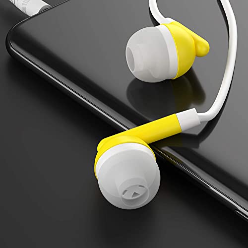 Maeline Bulk Earbuds with 3.5 mm Headphone Plug - 10 Pack - Yellow - color: Yellow, size: 10 Pack