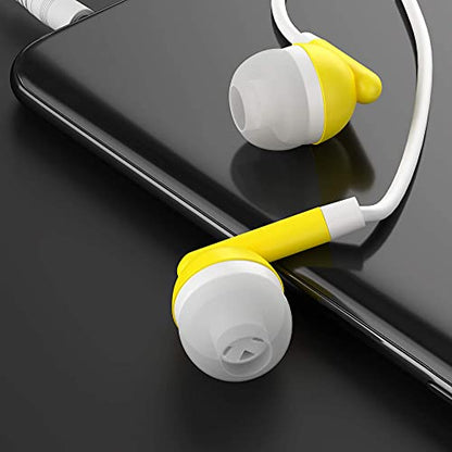 Maeline Bulk Earbuds with 3.5 mm Headphone Plug - 10 Pack - Yellow - color: Yellow, size: 10 Pack