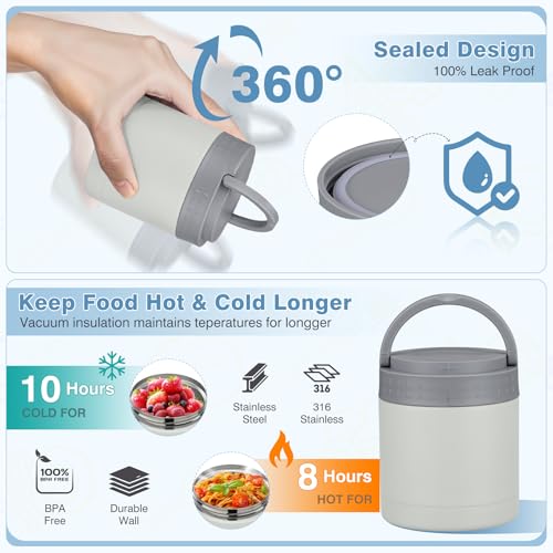 Bento Lunch Box Set with 10.5oz Soup Thermo Food Jar for Adults Kids, Stainless Steel Leak-proof Lunch Container with 4 Compartment, Coffee Tumbler with Lunch Bag for School Travel Office-Grey - color: Gray