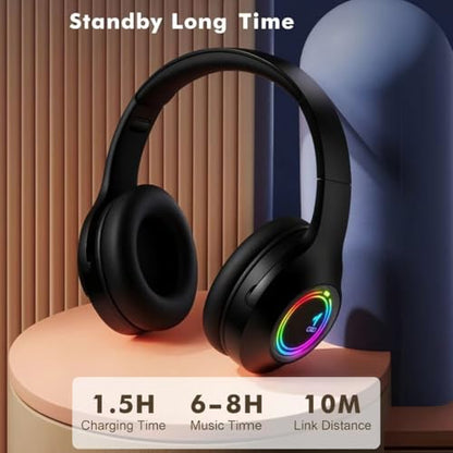 Bluetooth Headphones Over Ear,Wireless Headphones Low Latency, Hands-Free Calls, Noise Reduction Headphones Deep Bass, HiFi Stereo Foldable Headset for Sports Travel Cellphone Tablet Office