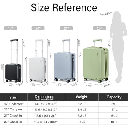 Hanke Hard Shell Luggage Sets 3 Pieces, Carry On and Checked Luggage Sets with Spinner Wheels, Durable PC Hardside Rolling Suitcase for Travel (20/24/28 Inch, Grey) - color: Grey, size: 20+24+28 Inch