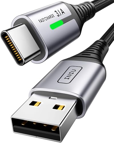INIU USB C Charger Cable 6.6ft, 3.1A USB A to Type C Fast Charging Cable, Zinc Alloy Braided USB-C Data Cord for iPhone 15 Pro Max Samsung S24 S21 S10 A15 Google Pixel 7 LG V30 Moto, etc. - size: 6.6 ft