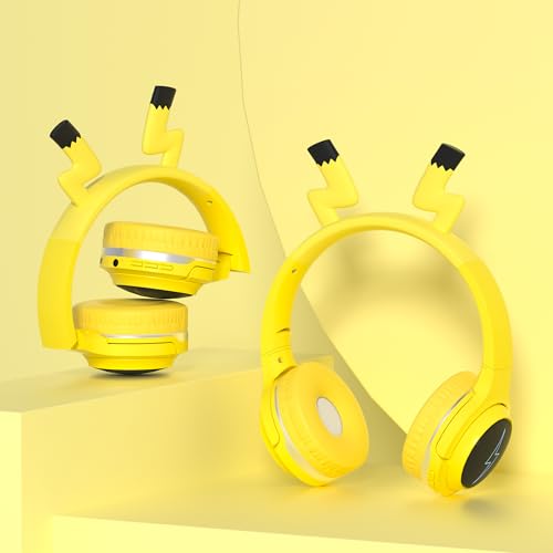 Wireless Kids Headphones with 7-Color LED Lights, 85dB Safe Volume & 40H Playtime – Ultra-Soft Over-Ear for School Travel - color: Yellow