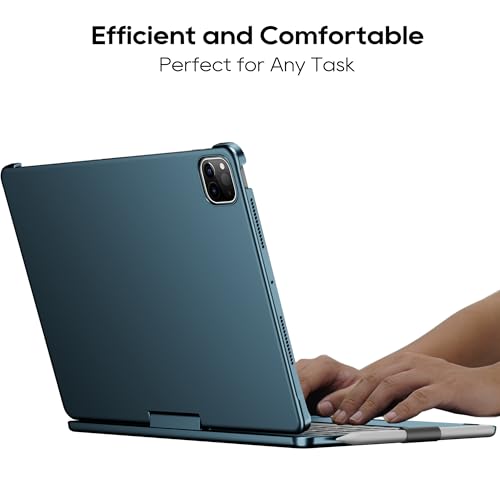 edaiser Swivel Keyboard Case for iPad Pro 11-inch M5 M4 (2025 2024) Blue | 360° Rotatable Protective Cover with Pencil Holder | Multi-Touch Trackpad | RGB Backlit | A3357 A3358 A3359 A2836 A2837 A3006 - color: Navy Blue, size: iPad Pro 11" (M4/M5)