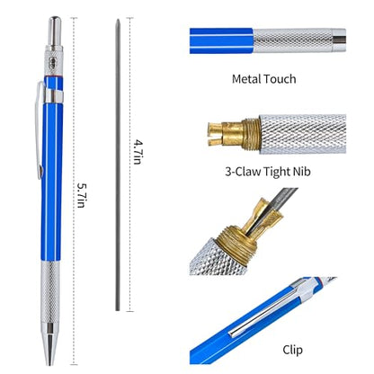 2mm Mechanical Pencil Set, 2 Pieces Artist Carpenter Drafting Pencils 2.0 mm with 2 Tube Lead Refill (HB, 2B), Art Lead Holder Metal Marker for Draft Drawing, Writing, Art Sketching