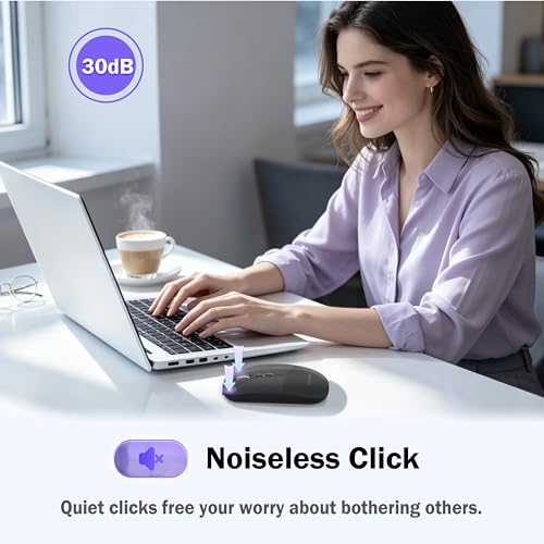 FMOUSE Slim Wireless Mouse, Tri-Mode 2.4G & Bluetooth, Rechargeable – Black | USB-A & USB-C Receiver | Silent Click | One-Key Desktop | Works with Mac, iPad & Laptops | Long-Life Battery | Portable - color: Black