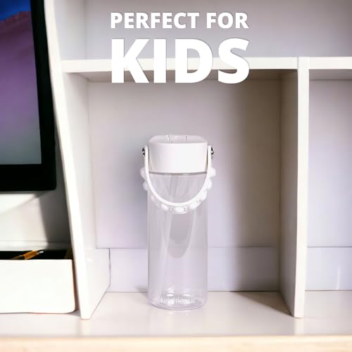Elemental Water Bottles for Kids - Splash Kids Water Bottle for School with Pop-it Handle - BPA Free Tritan Plastic Water Bottle with Straw Leak Proof when Spout is Closed - Clear - 18oz - color: White